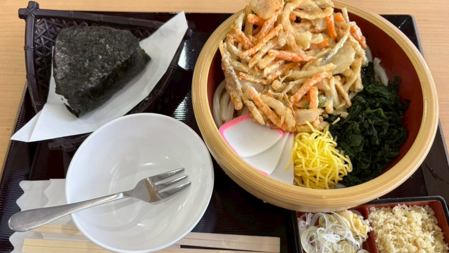 道の駅まえばし赤城で食べたかき揚げうどん